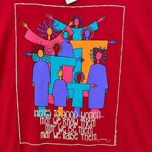Vintage 90's 1996 MJ Scandin Art T Shirt Adult 3X Red Good Women Religious